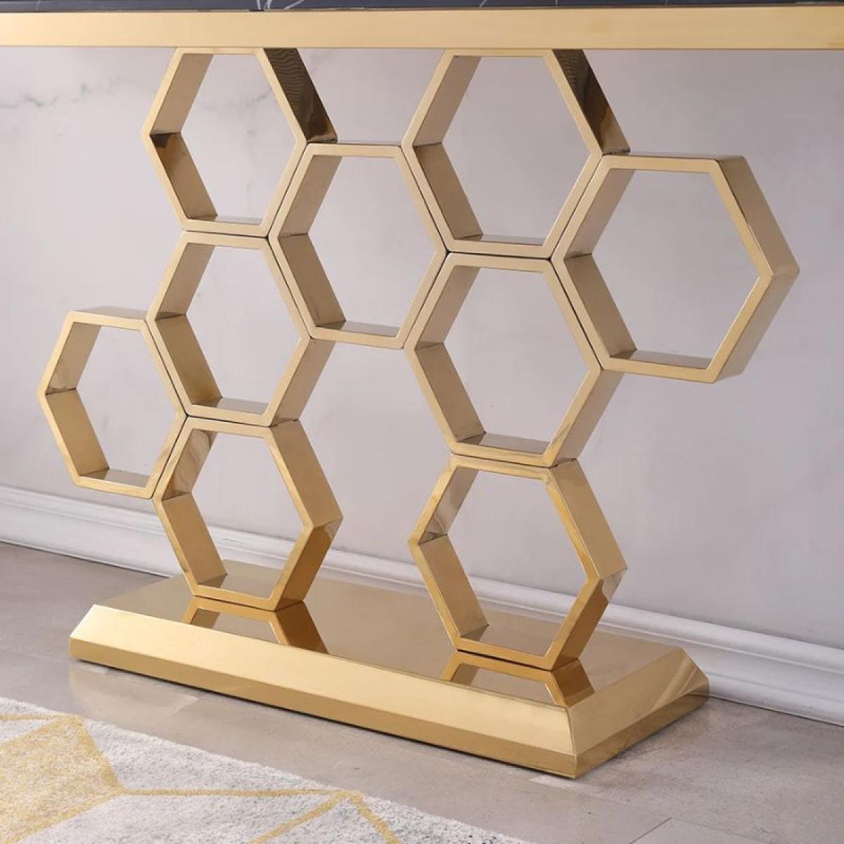 Sleek Black and Gold Console Table