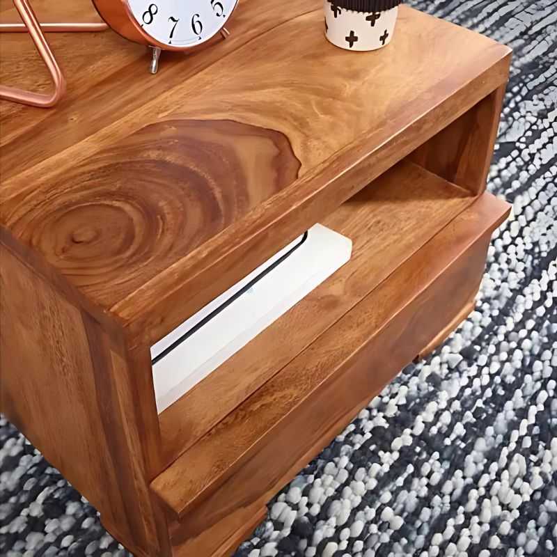 Liora Nightstand | Rustic Wood Finish with Open Shelf | Modern Design | Bedroom Si...