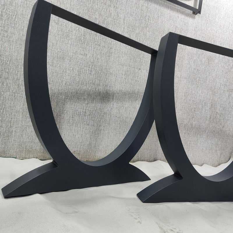 WoodenSure U-Shaped Curved Metal Table Legs Matte Black Iron | Contemporary Dining...