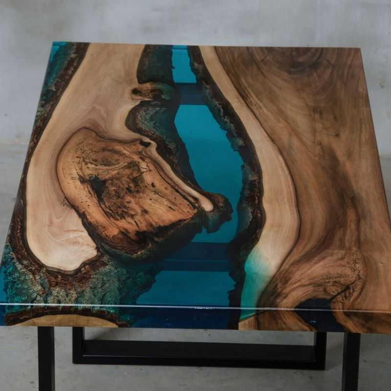 Handcrafted Epoxy River Dining Table | 6-Seater Live Edge Acacia Wood Table for Mo...