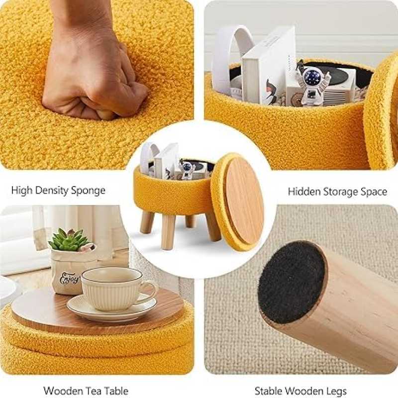 Trendy  Cotton Puff Stool with Hidden Storage