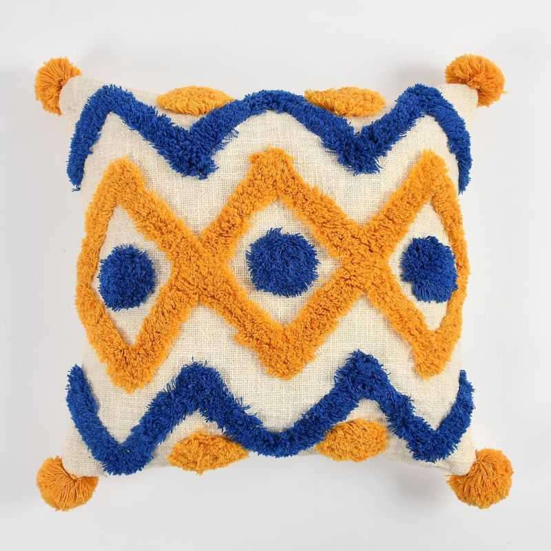BOHO GEOMETRIC TEXTURE CUSHION SET | SET OF 2 | PLAYFUL TASSELED PILLOW