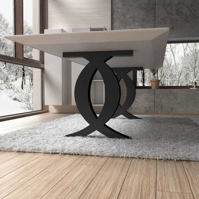 Criss-Cross Oval Metal Table Legs Powder-Coated Black | Premium Iron Base for Dini...