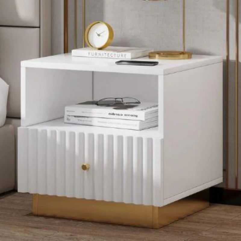Nova MDF Luxury Side Table with Gold Base - Modern Simplicity for Bedroom by WoodE...