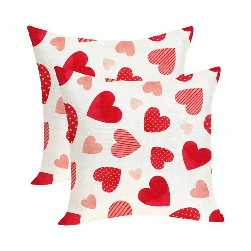 HeartBloom Cushion Set of 5 | Satin Cushion Covers – 16x16 Inches | Romantic Heart...