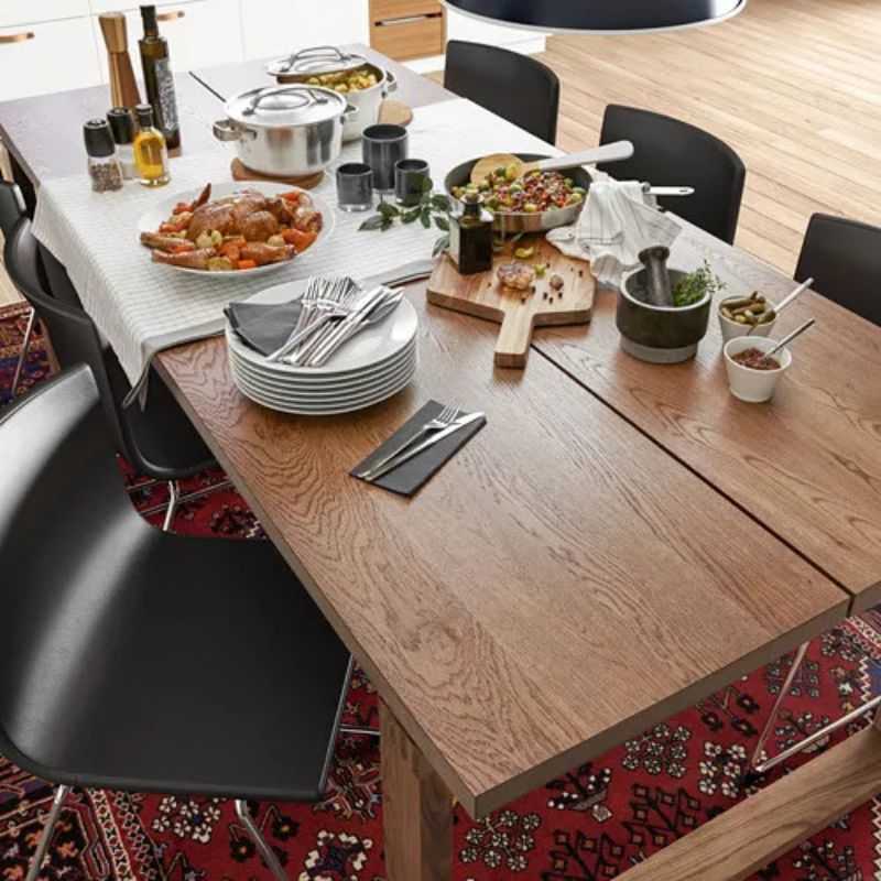 Aurel Dawn Dining Table | Acacia Solid Wood with Cushioned Chairs | 6-Seater | Din...