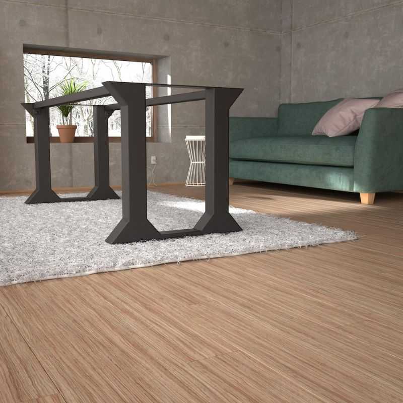 Metal Table Base Dual Pedestal Trapezoid Frame Matte Black Iron Industrial Office ...
