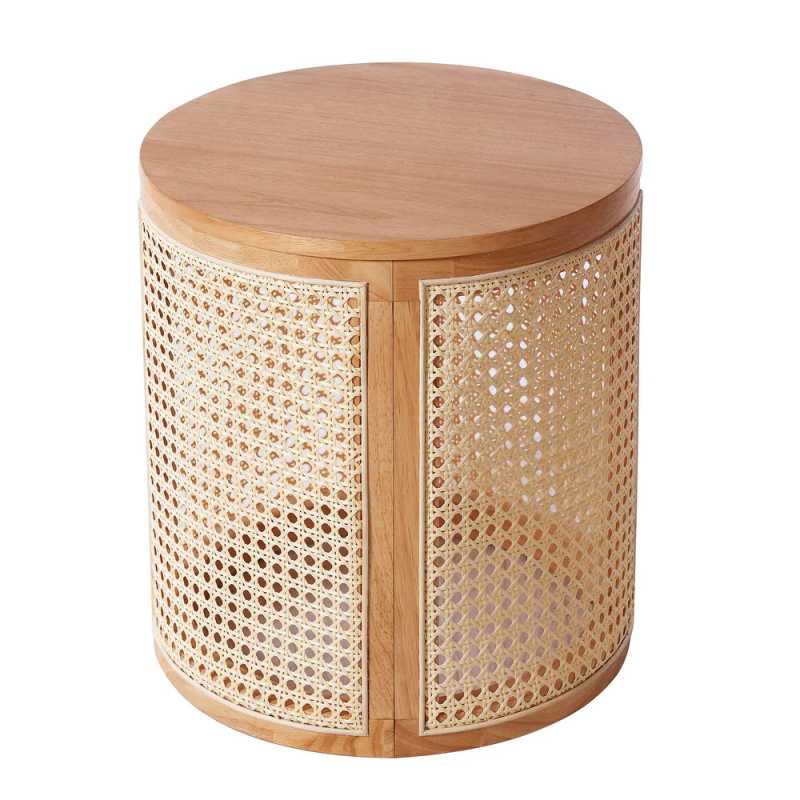 Compact Natural Rubberwood Side Table for Modern Homes