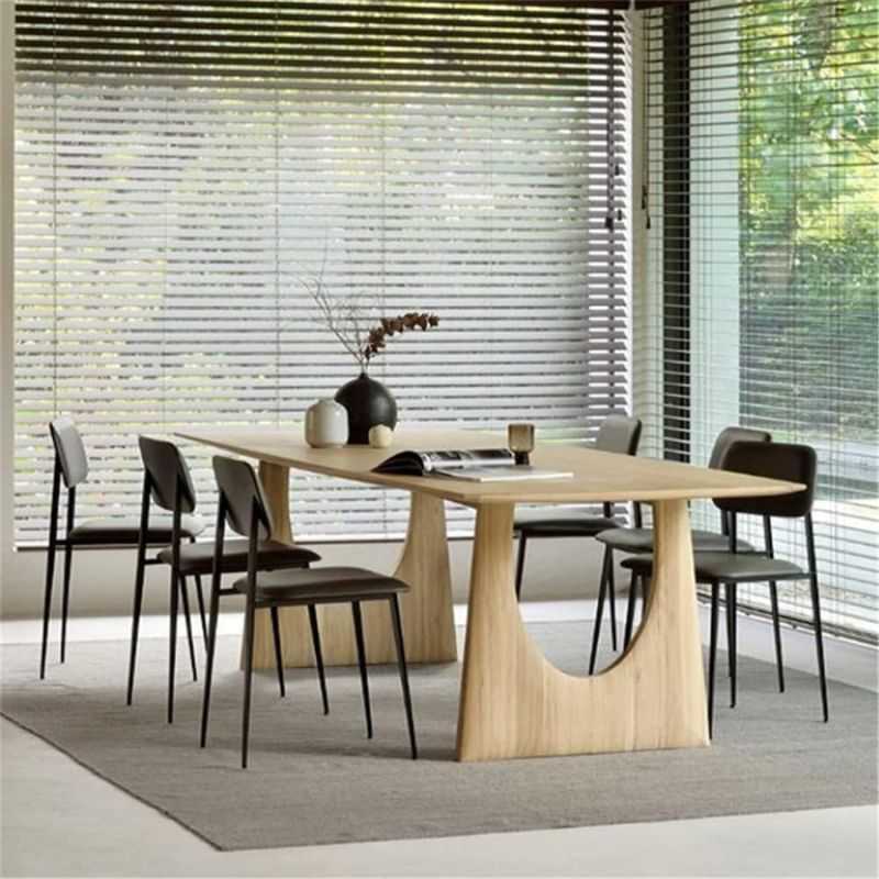 Scandinavian Mango Solid Wood Dining Table | Sculptural 6-Seater Table | 60 x 36 x...