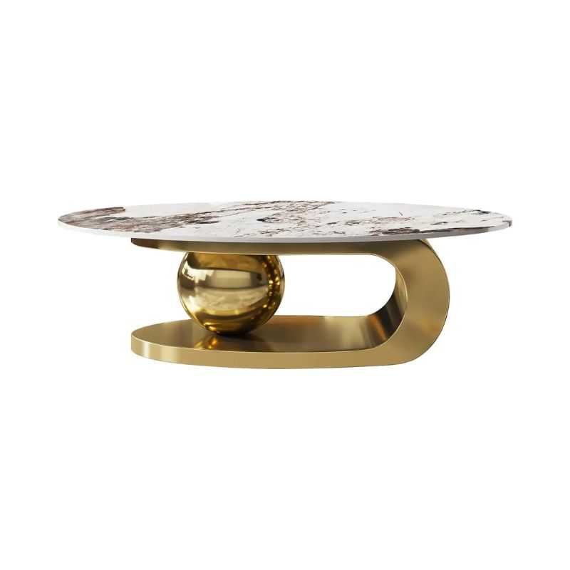 Zora Coffee Table | White Marble Top with Gold Base | Modern Design | Living Room ...
