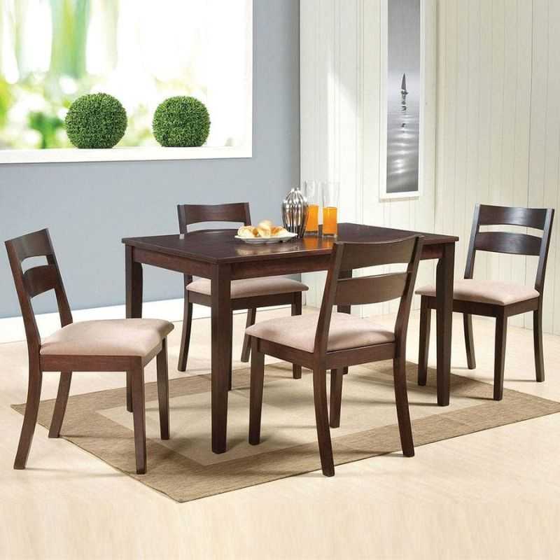 ZorynGlow Sheesham Dining Table Set | Solid Wood with Cushioned Chairs | 4-Seater ...