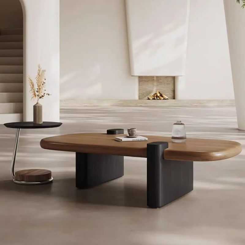 Acacia Wood Coffee Table with Modern Rounded Design | Minimalist Center Table | Na...