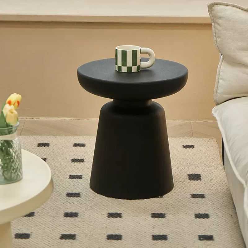 Vionna Side Table | Black Finish with Pedestal Base | Minimalist Design | Living R...