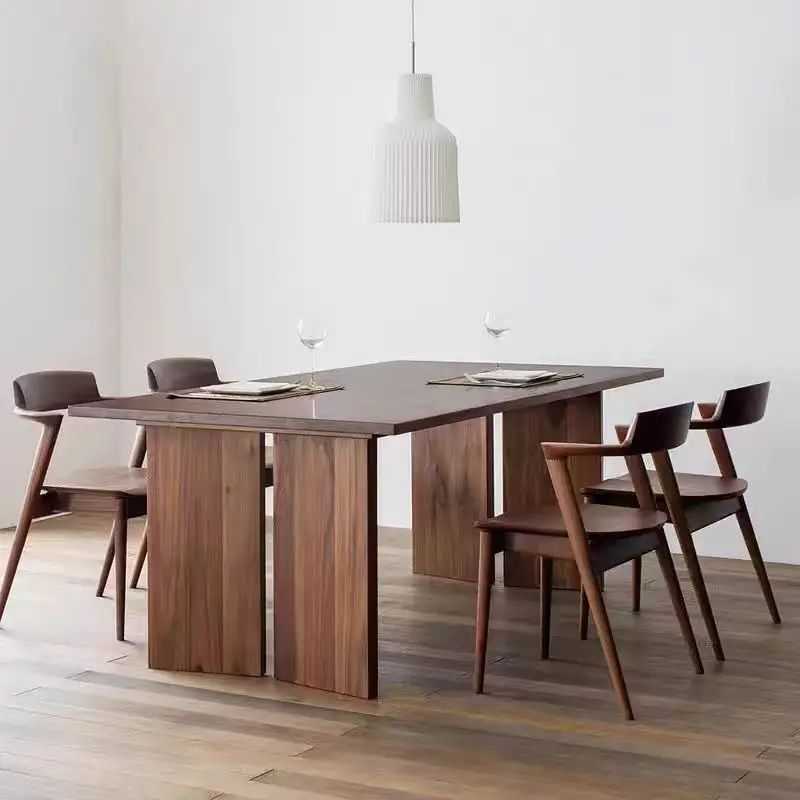 Minimalist Dining Table with Thick Legs | Rectangular Dining Table | Paired Thick ...