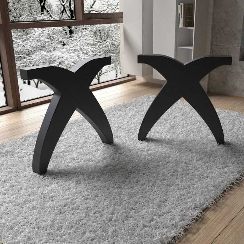 Modern X-Frame Steel Table Base – Black Powder-Coated Metal Legs for Dining or Cus...