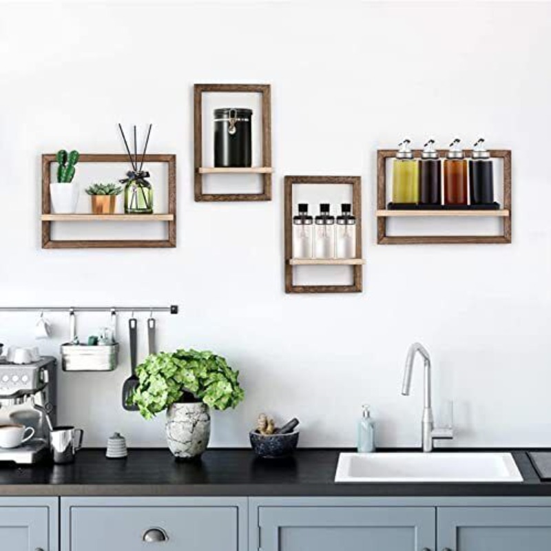  4  Set of Square Wood Wall Shelves. Floating Shelves | Shelf |  4  Set of Square Wood Wall Shelves. Floating Shelves