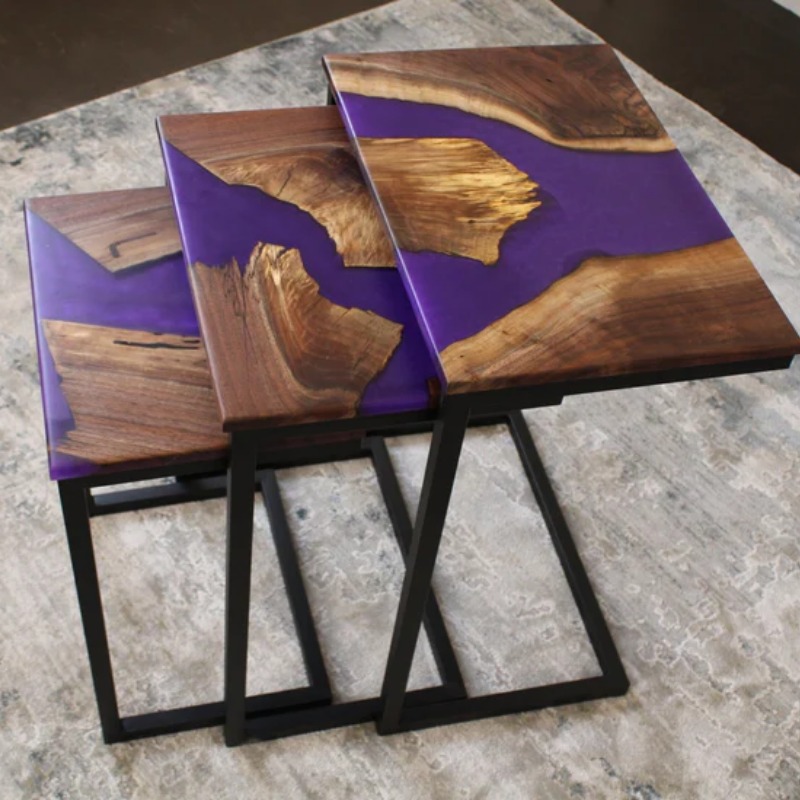 Rectangle Epoxy Resin Nesting Table set of 3 | Deleted | Rectangle Epoxy Resin Nesting Table set of 3