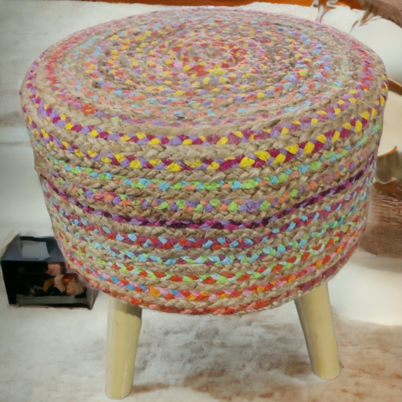 Rajasthani Natural Pouf Stool | Stool | Rajasthani Natural Pouf Stool