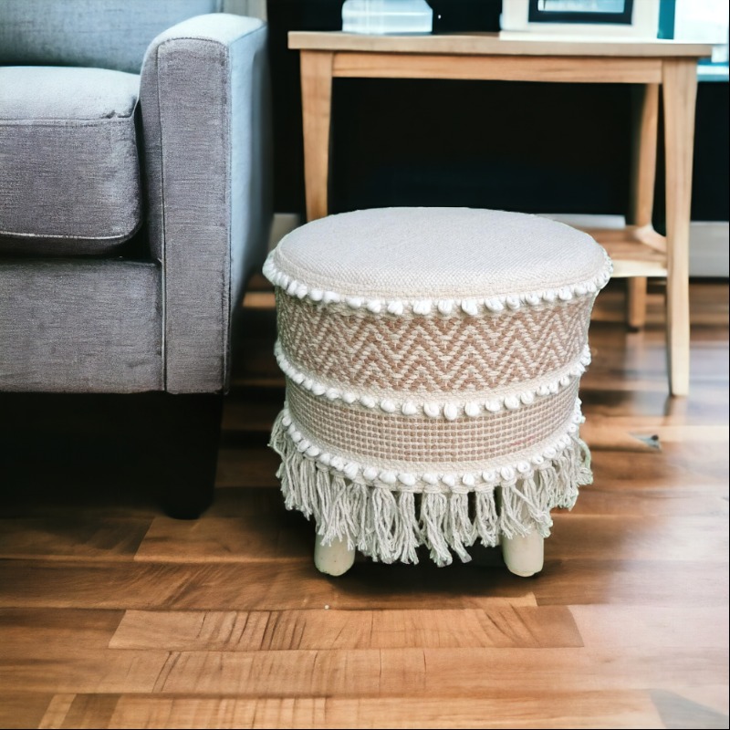 Lavish Cotton Ottoman Round Stool Pouffe Footstool Chai... | Stool | Lavish Cotton Ottoman Round Stool Pouffe Footstool Chai...