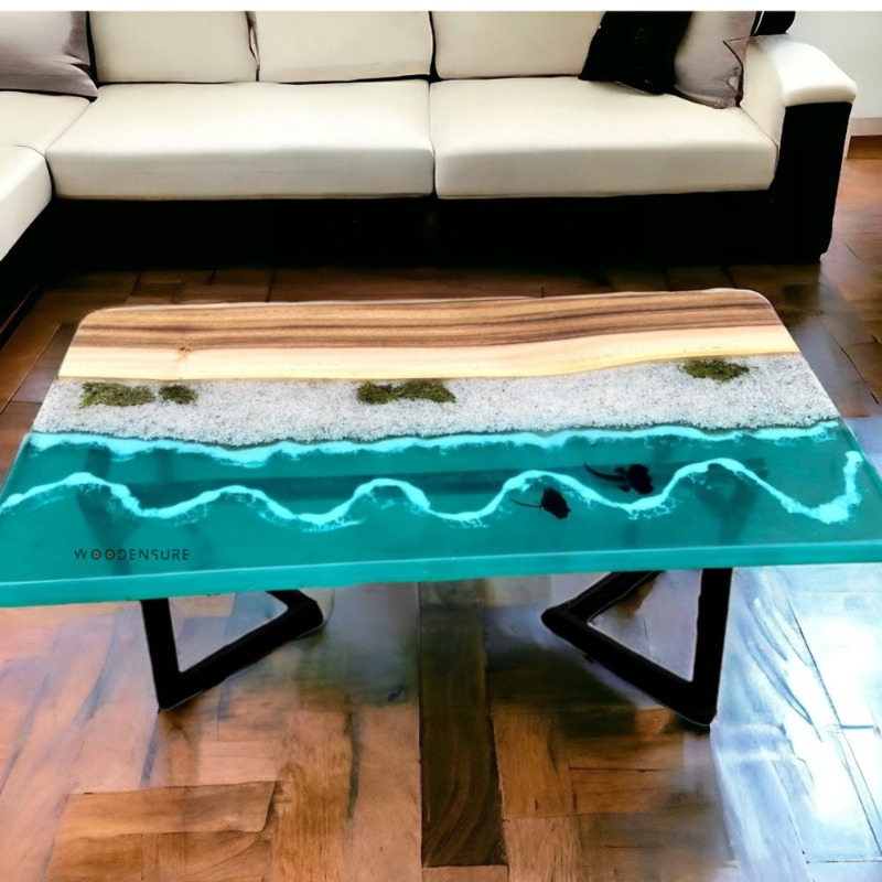 Aquatic Reflections Epoxy Resin Table | Resin Epoxy Center Table | Aquatic Reflections Epoxy Resin Table