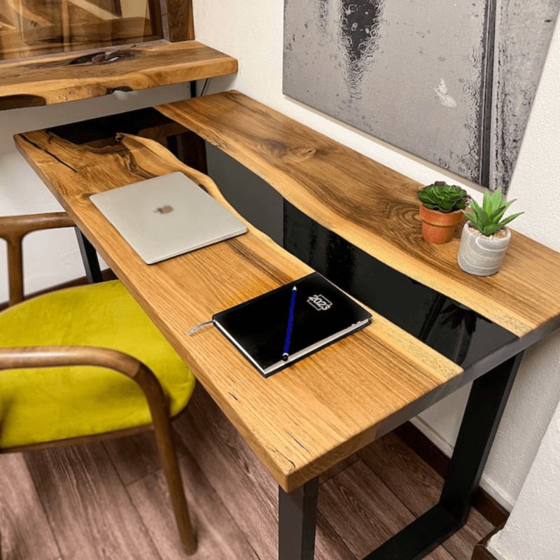 Modern Live Edge  Epoxy Resin Office Desk | Epoxy Resin Office Table | Modern Live Edge  Epoxy Resin Office Desk