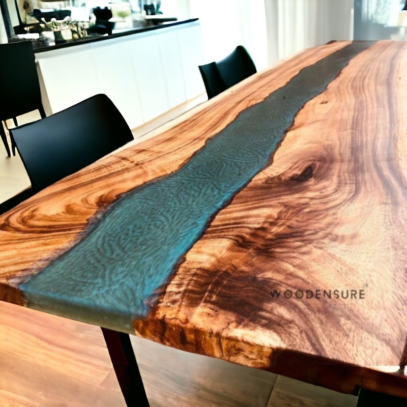 Horizon Cyan Epoxy Resin  Dining Table | Epoxy Resin Dining Table | Horizon Cyan Epoxy Resin  Dining Table