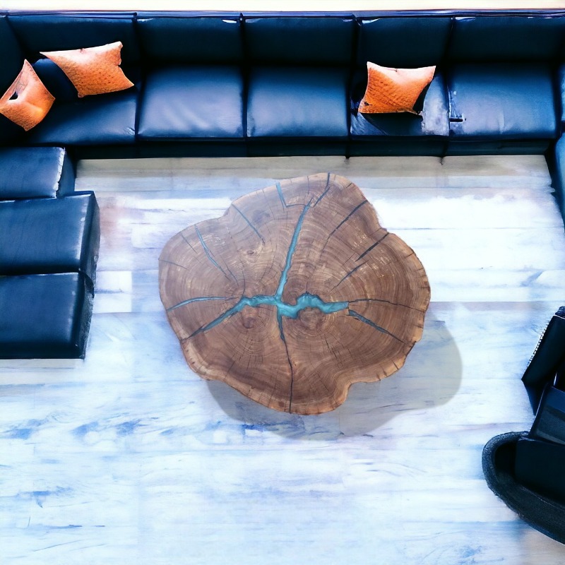 Oasis Live Edge Solid Wood Epoxy Resin Coffee Table | Epoxy Resin Coffee Table | Oasis Live Edge Solid Wood Epoxy Resin Coffee Table