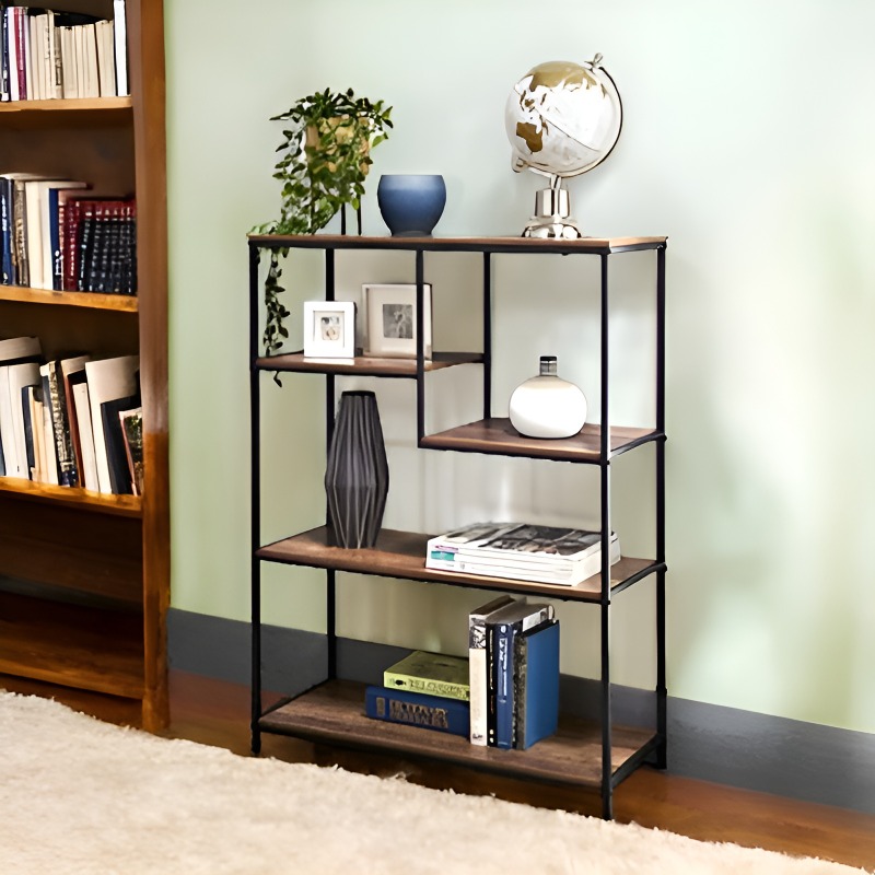 Black Metal Solid Wood shelf | Wooden Bookshelf | Shelves Design | Display Shelf |...