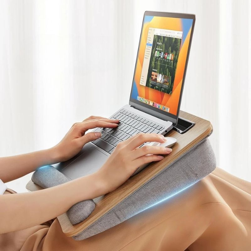Multipurpose Laptop Lap Desk with wrist pad and storage