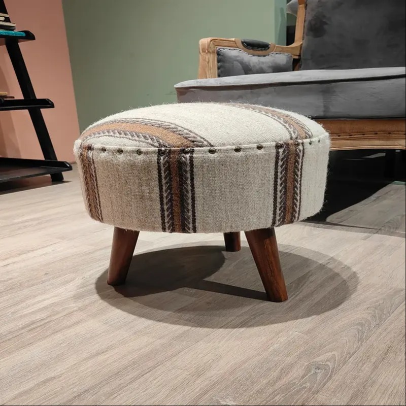 Bohemian Striped Pouf Stool
