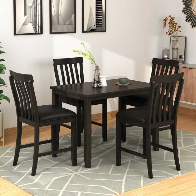 AuroralNest Sheesham Dining Table Set | Solid Wood with Cushioned Chairs | 4-Seate...